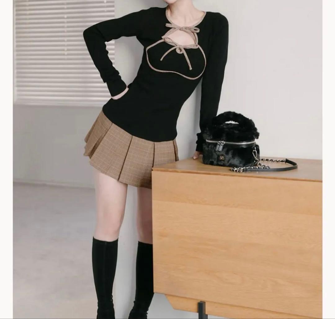 ダーリッチ Darich ポイントチェックニットミニワンピース - メルカリ