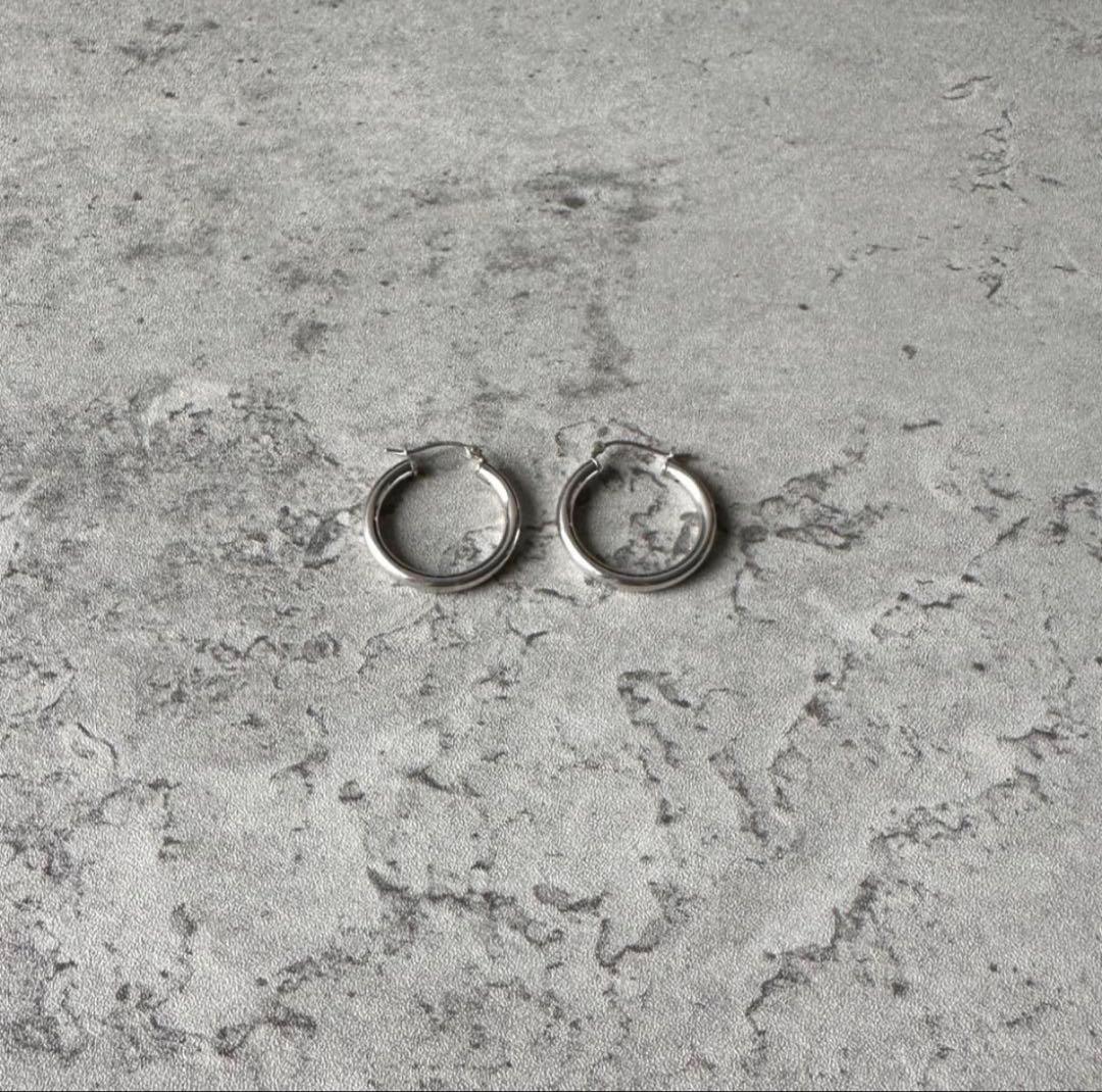 イタリア製 ヴィンテージ フープピアス シルバー925 両耳 - メルカリ