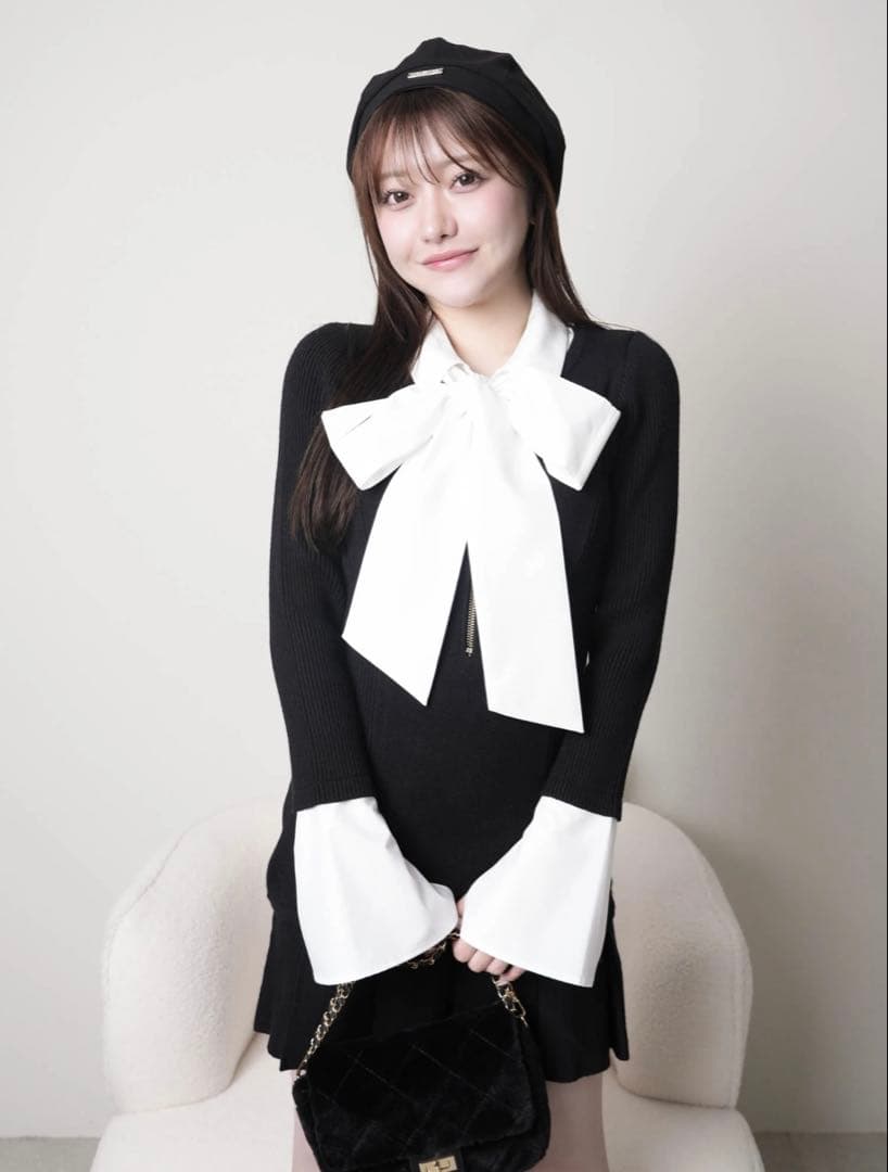 LIP SERVICE フロントZIPニットプリーツワンピース LIP SERVICE（リップサービス）｜ フロントZIPニットプリーツ