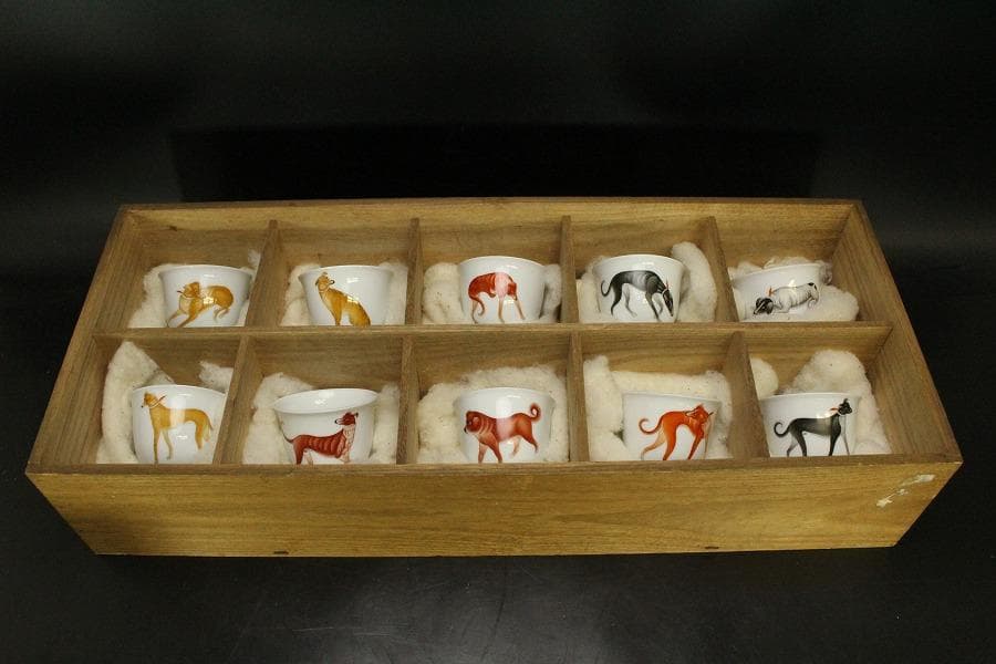 中国美術 色絵 細密 犬 絵 煎茶碗 十件 揃 雍正年製 書(A434) - メルカリ