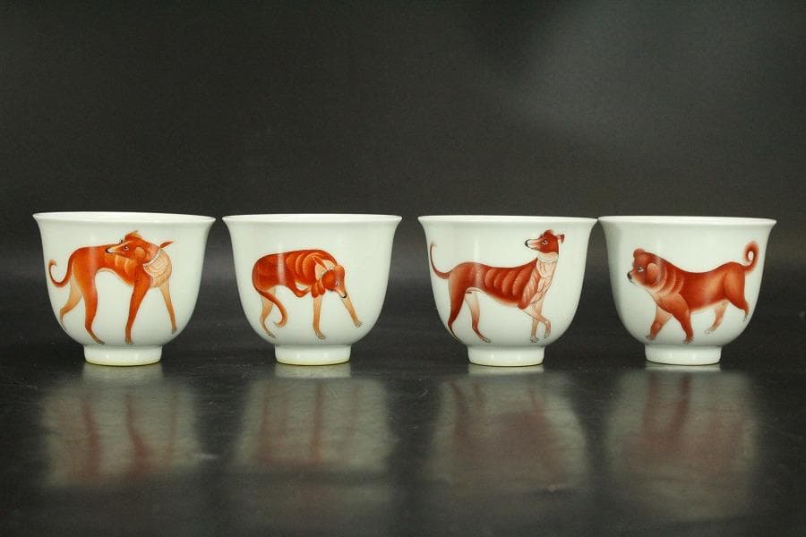 中国美術 色絵 細密 犬 絵 煎茶碗 十件 揃 雍正年製 書(A434) - メルカリ