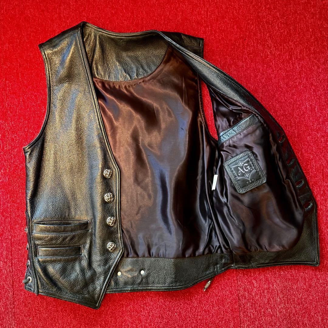 A&Gエーアンドジー レザーベスト シルバー925本革&スティングレー