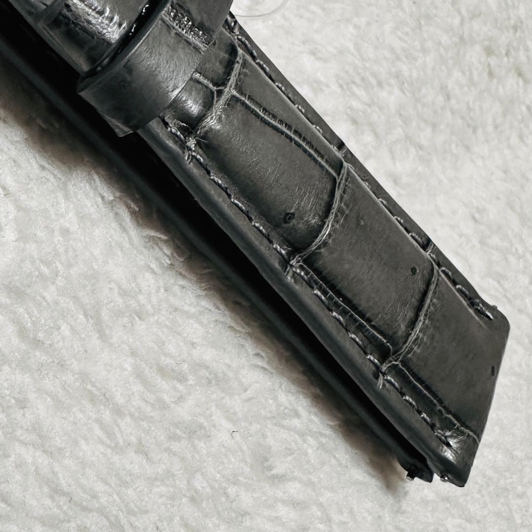 3018#20mm-18mmダークアッシュ☆スイス製☆本物クロコダイルベルト