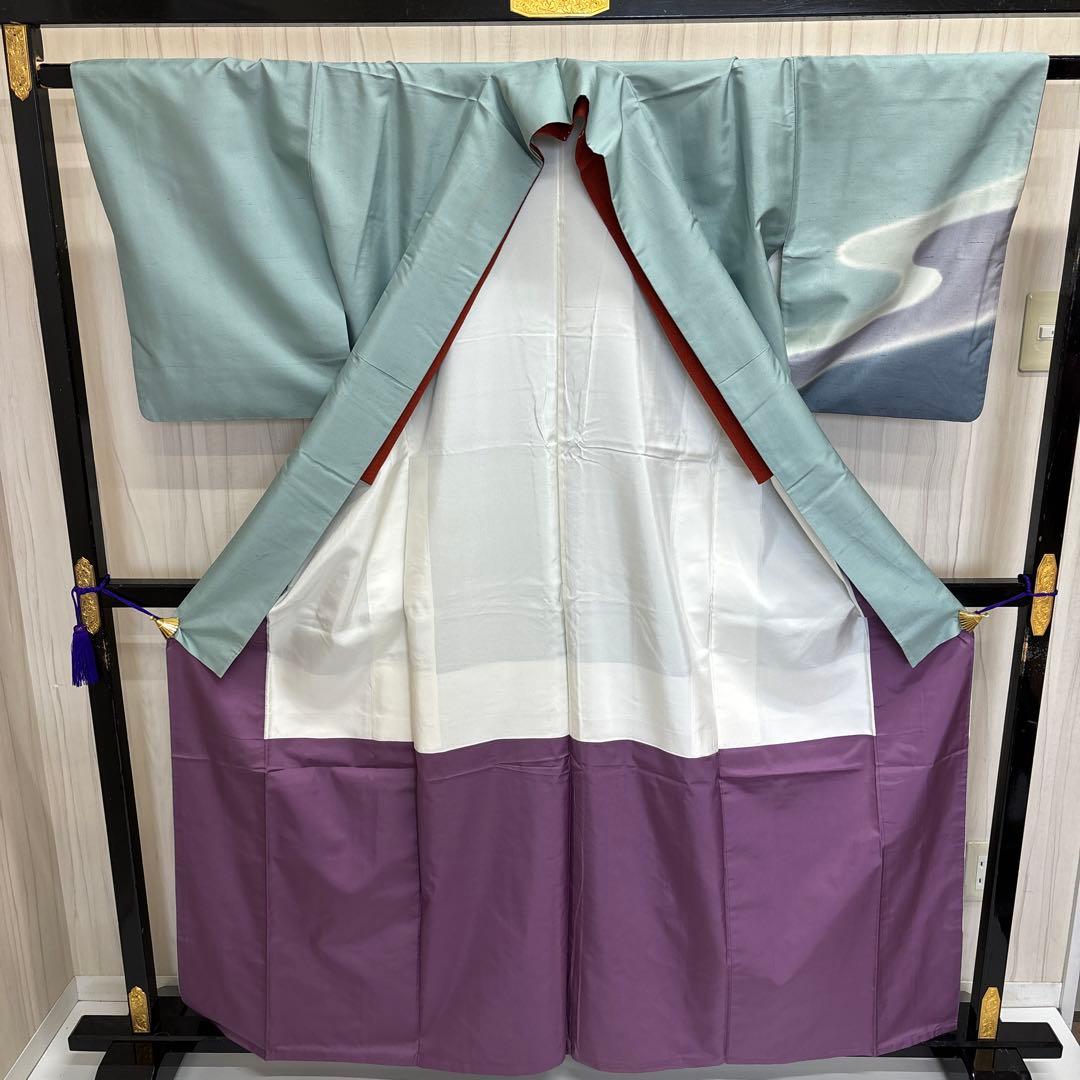 牛首紬 白山工房 付下げ 紋なし 正絹 広衿 袷 着物 AK-3544 - メルカリ