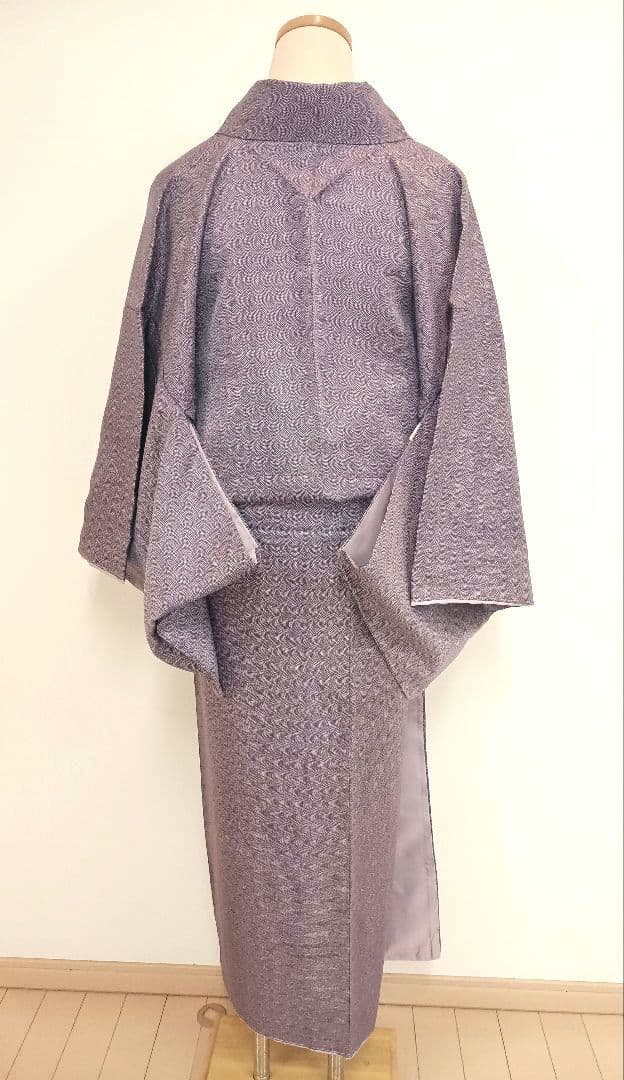 洗える江戸小紋 鮫小紋 紫色系 身巾少しゆったりサイズ