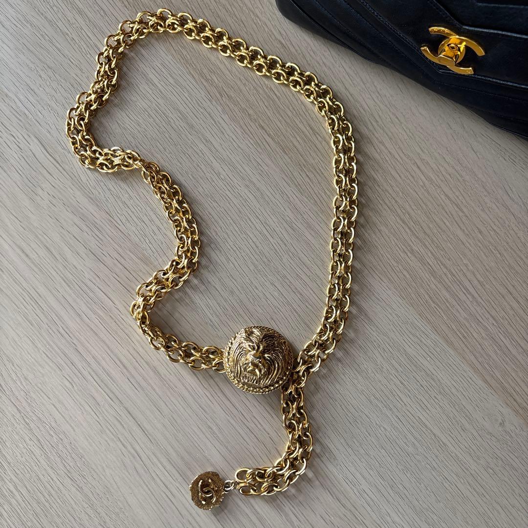 シャネルCHANELゴールチェーンベルト ビンテージ ライオンモチーフ