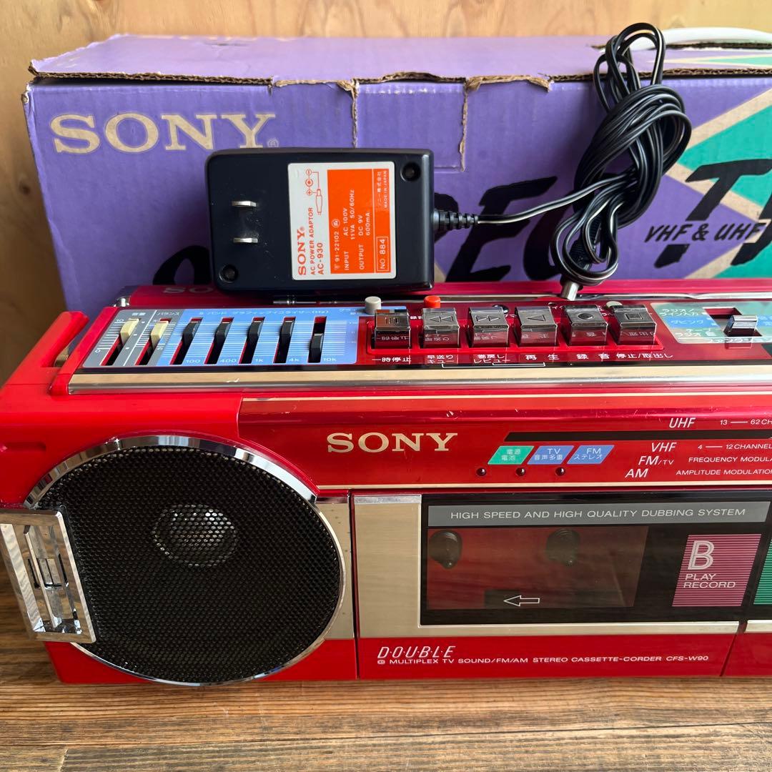 ソニー ラジカセ レトロ ダブル レッド SONY 【箱、アダプター付