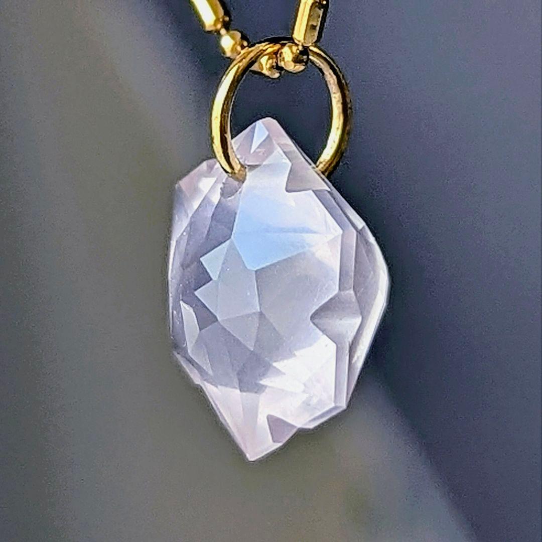 ♢六花♢K18 ローズクォーツ 3.9ct チャーム ペンダントトップ