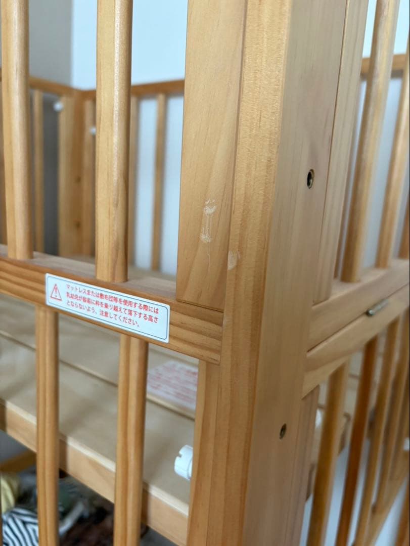 かつどん様専用 大和屋 トール 木製 2段式ベビーベッド 安全ガード付き