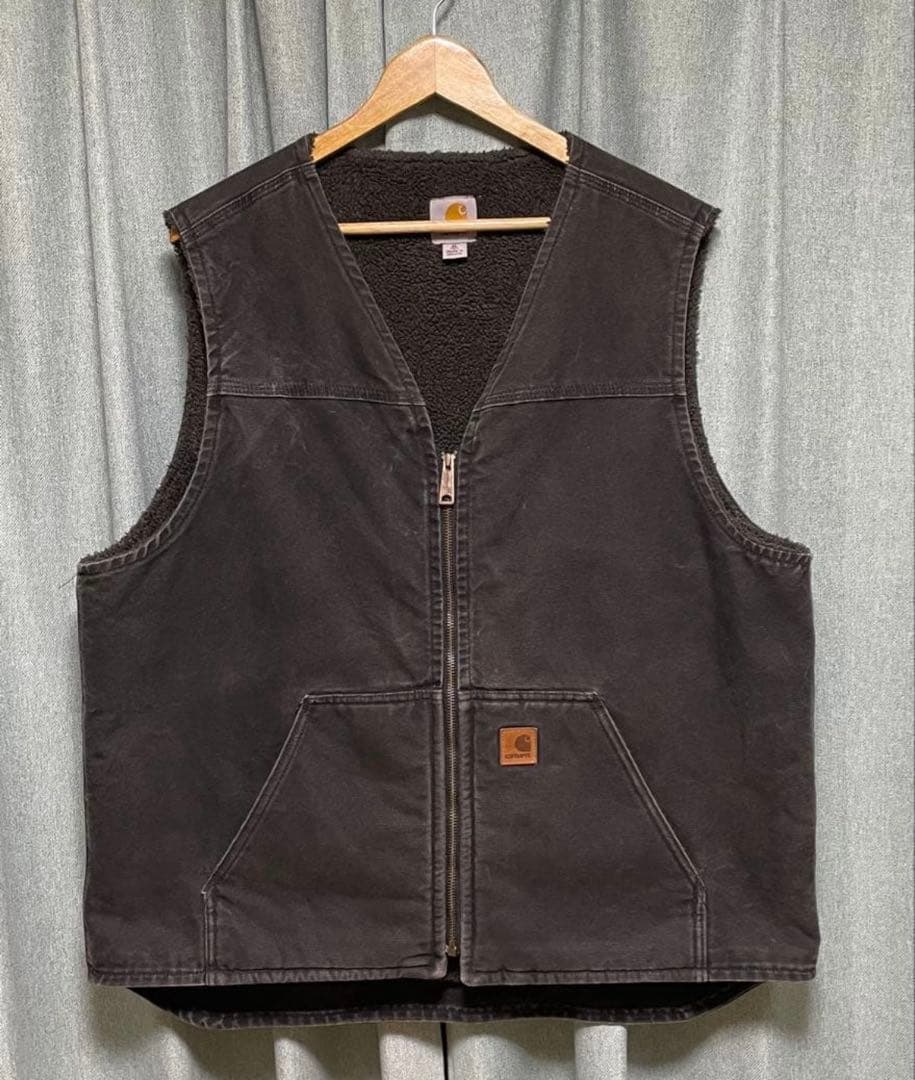 Carhartt ダックベスト ブラック ダークグレー Carhartt（カーハート） リラックス フィット ウォッシュド ダック