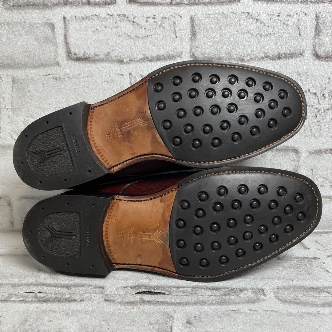 未使用級】 YANKO ダブルモンク シボ加工 ストラップシューズ 25.0