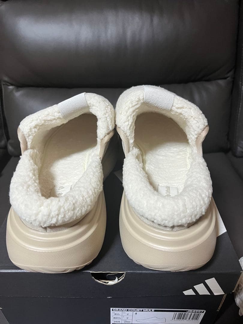25.5cm 韓国限定adidas Grand Court Mule ベージュ