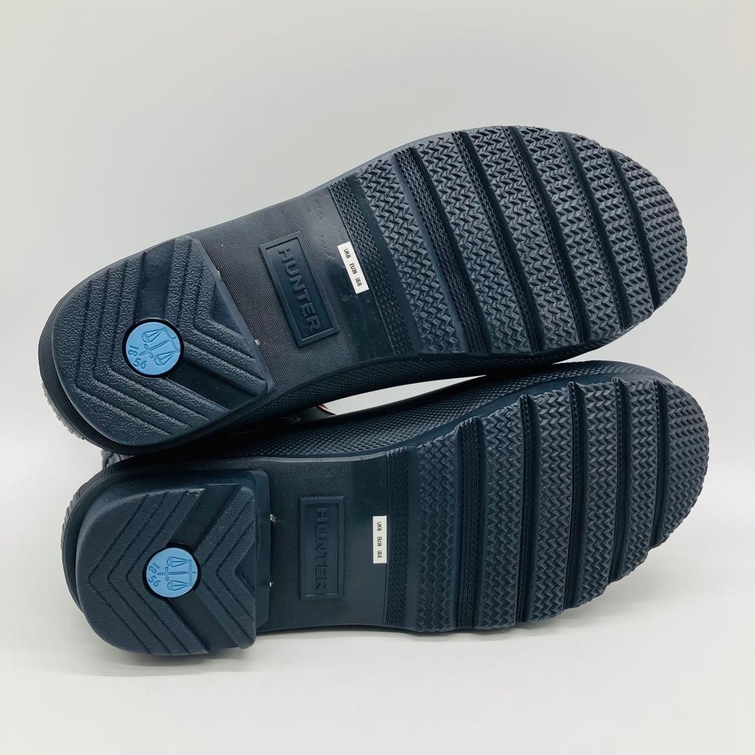 HUNTER サイドゴア チェルシー レイン ブーツ 紺 ネイビー UK6 25