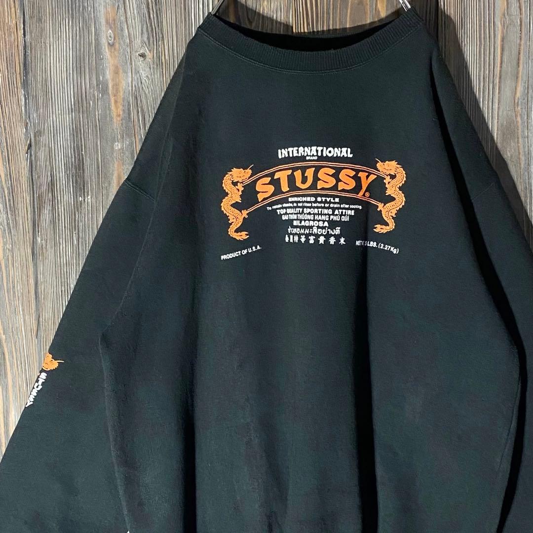 90s Old Stussy オールドステューシー スウェット ドラゴン 袖 - メルカリ