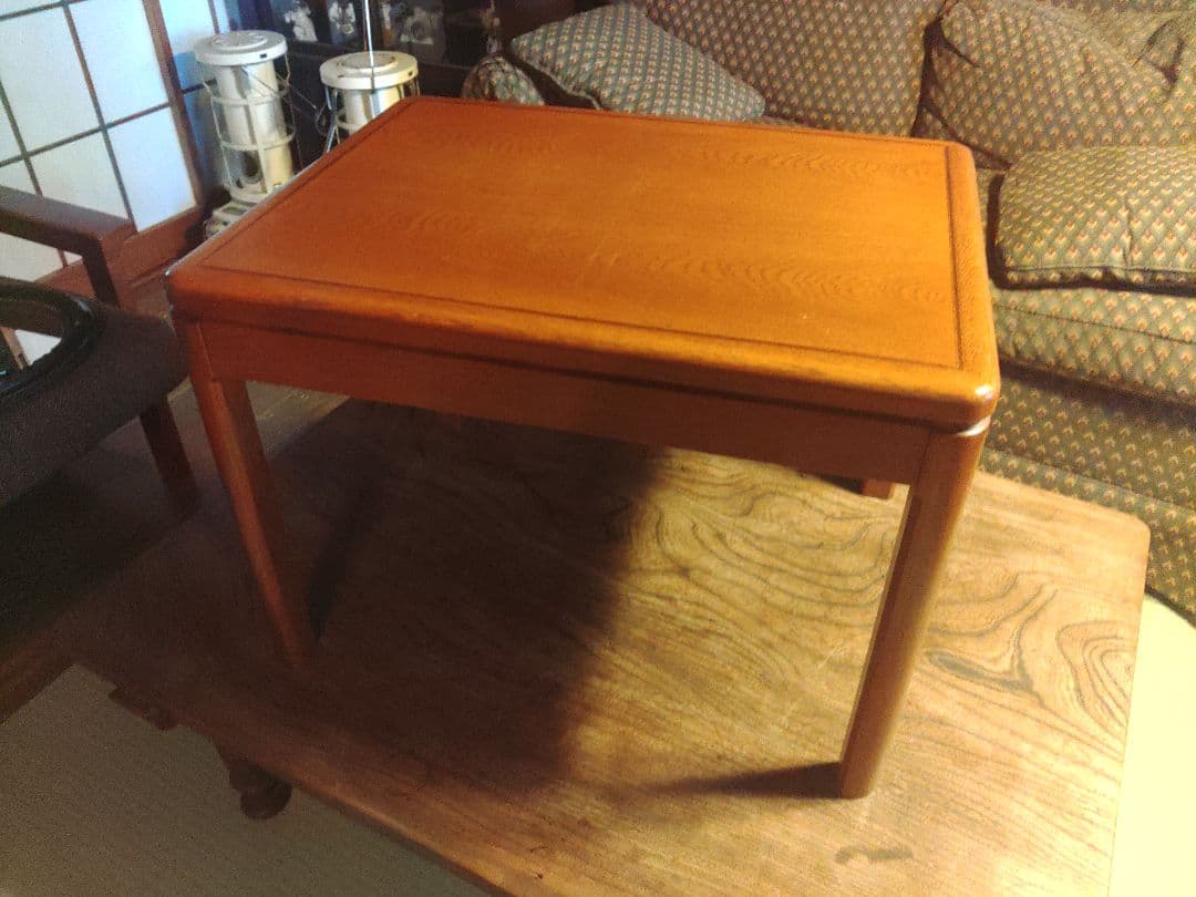 希少　カリモク　コーヒーテーブル　サイドテーブル　天然木　デスク　机　レトロ カリモク コの字型 サイドテーブル TU1752 オーク材 机 コンパクト PC