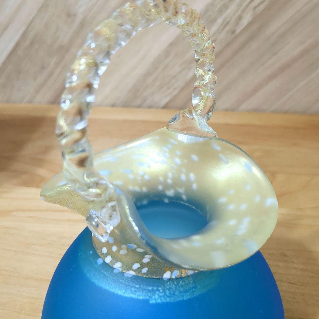 黒木国昭 ガラスアート 金彩象嵌手付花瓶