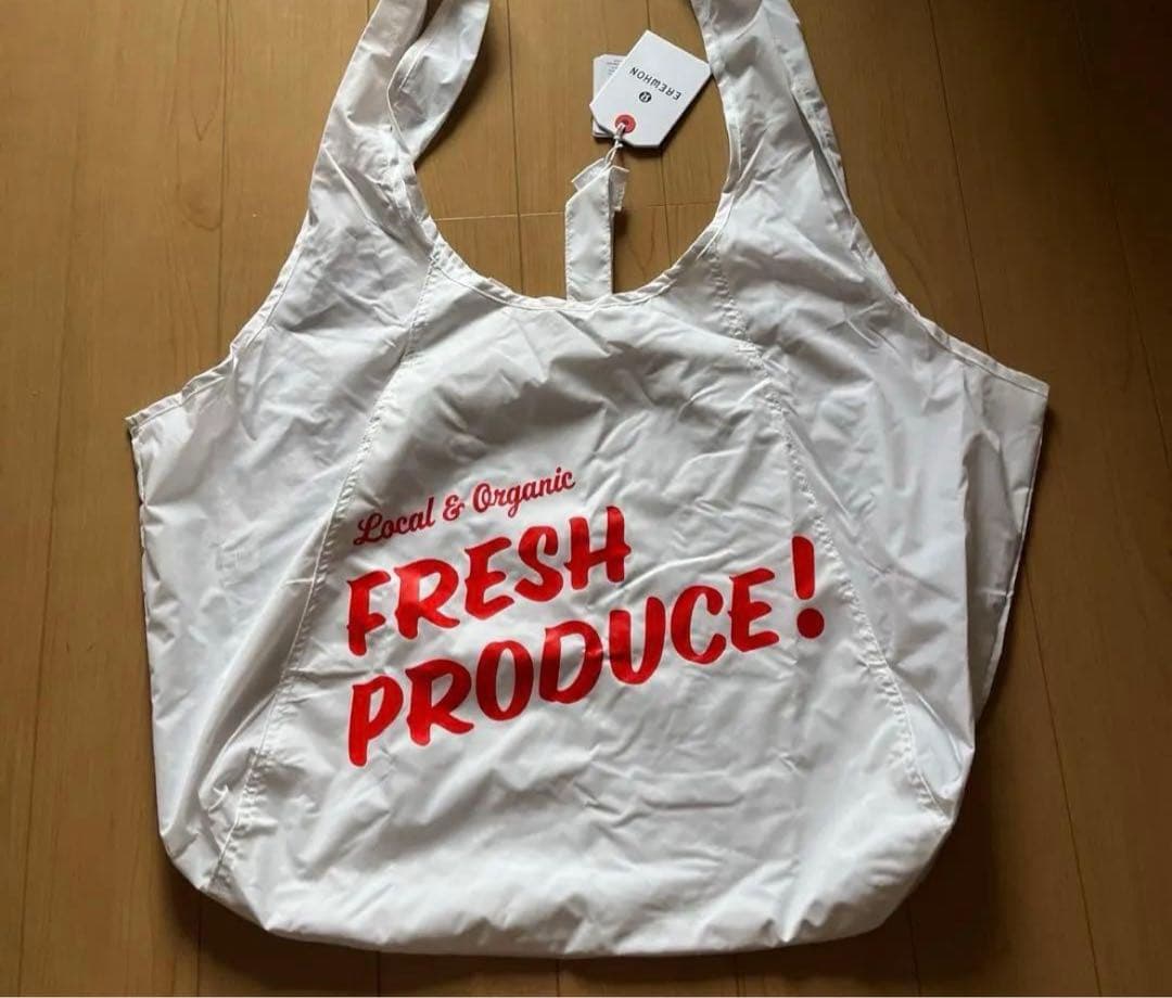 希少 完売品 erewhon✖️lululemon 店舗限定 エコバッグ 白 全2色☆セレブ御用達Lululemon x EREWHON限定コラボ エコバッグ