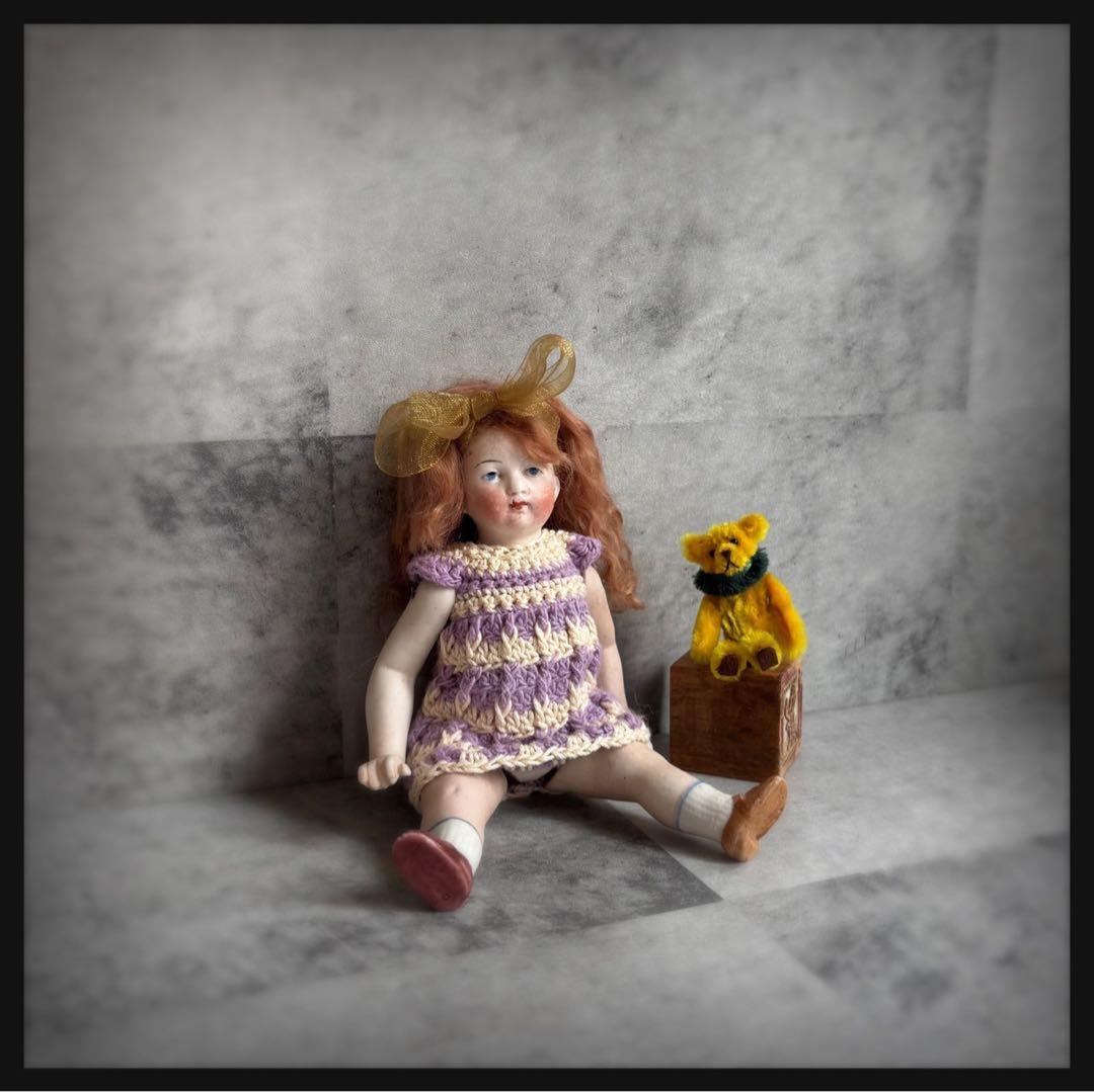 お盆セール アンティーク 赤毛の女の子オールビスクドール ミニョネット