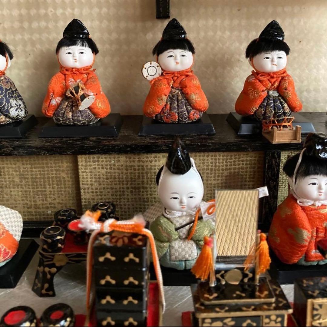 昭和レトロ 木目込雛人形 オルゴール・ガラスケース付 1950年代 保管用