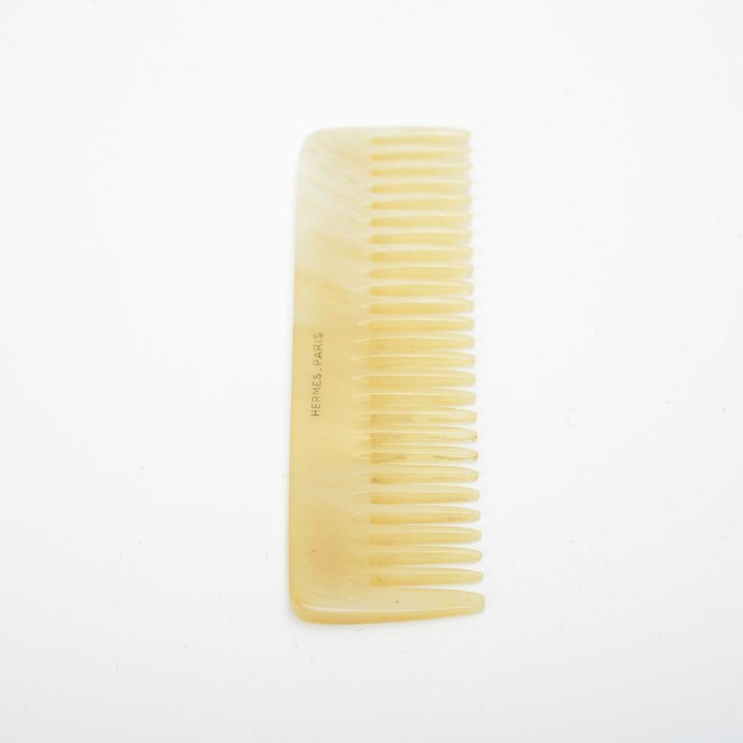 美品 エルメス バッファローホーン コーム レザーケース付き ベージュ