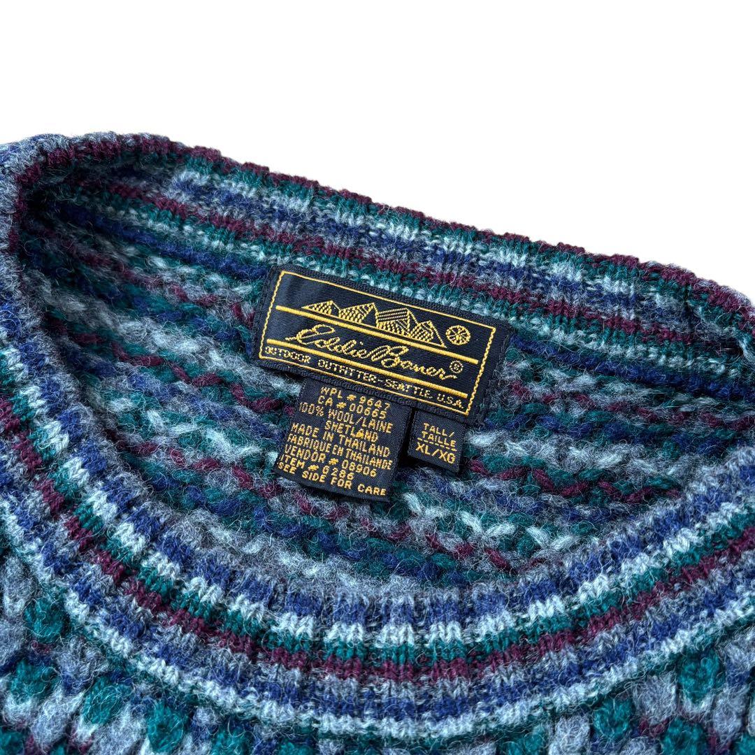 80s Eddie Bauer ポップコーン シェットランドウール ニット - メルカリ
