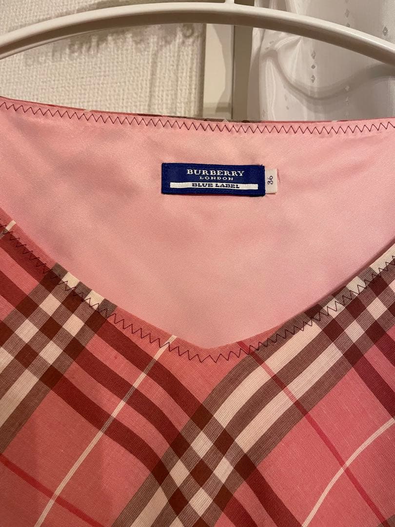 BURBERRY ピンク チェック ノースリーブ ワンピース サイズ36 - メルカリ