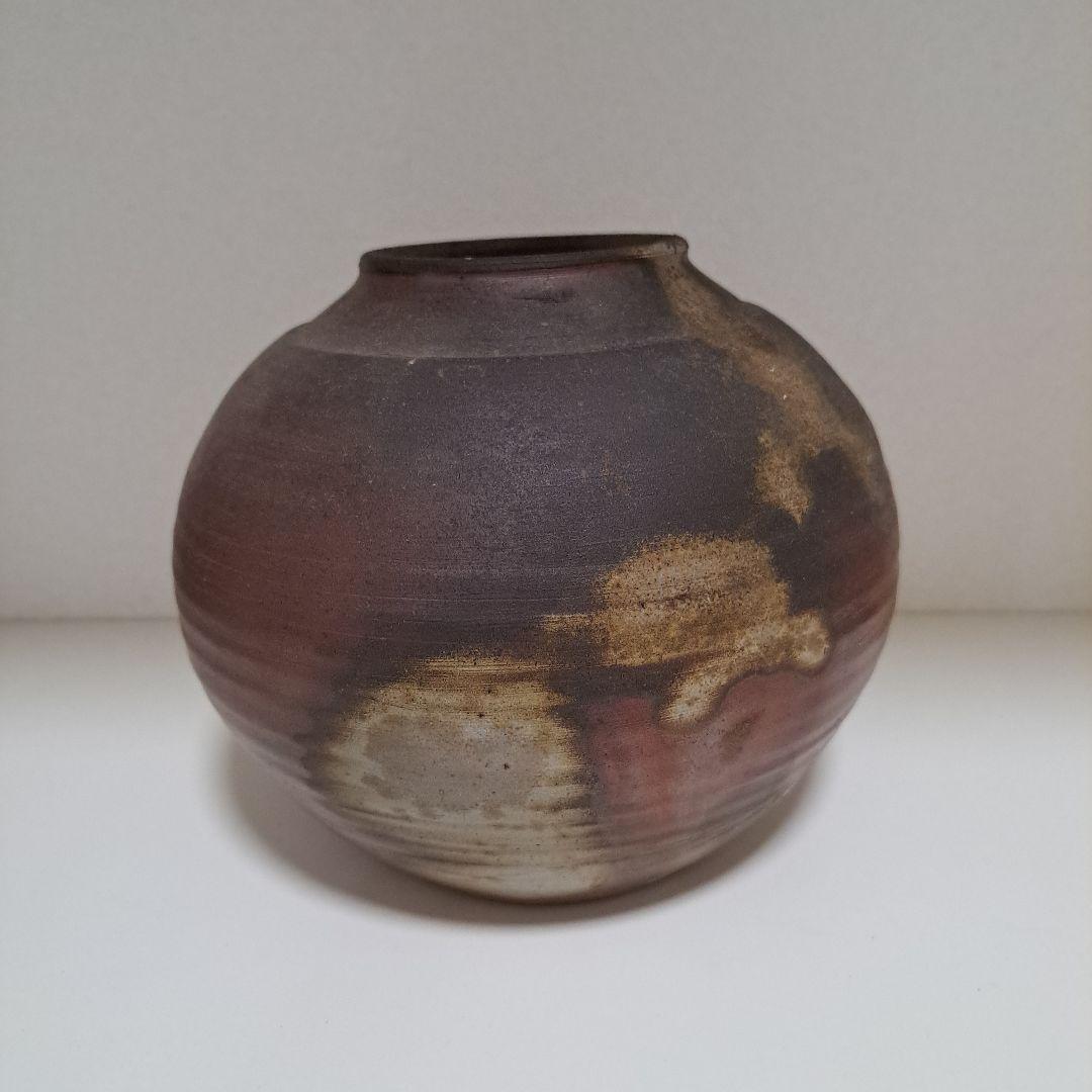 窯元 松園 備前焼 金彩 壺 花入 フラワーベース 花器 花瓶 箱 置物