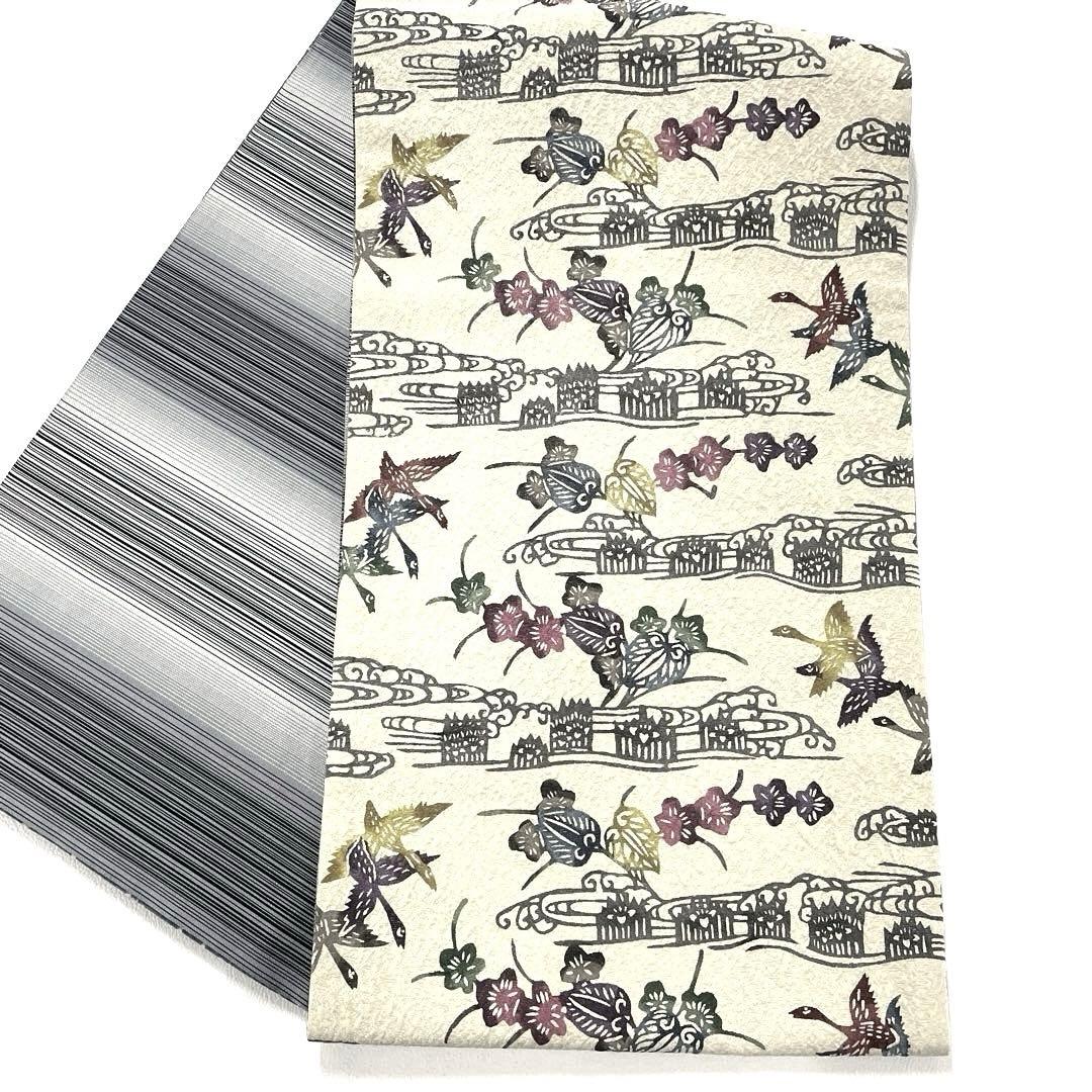 帯6581 ○高級 正絹 紅型 両面全通 リバーシブル 袋帯 - メルカリ