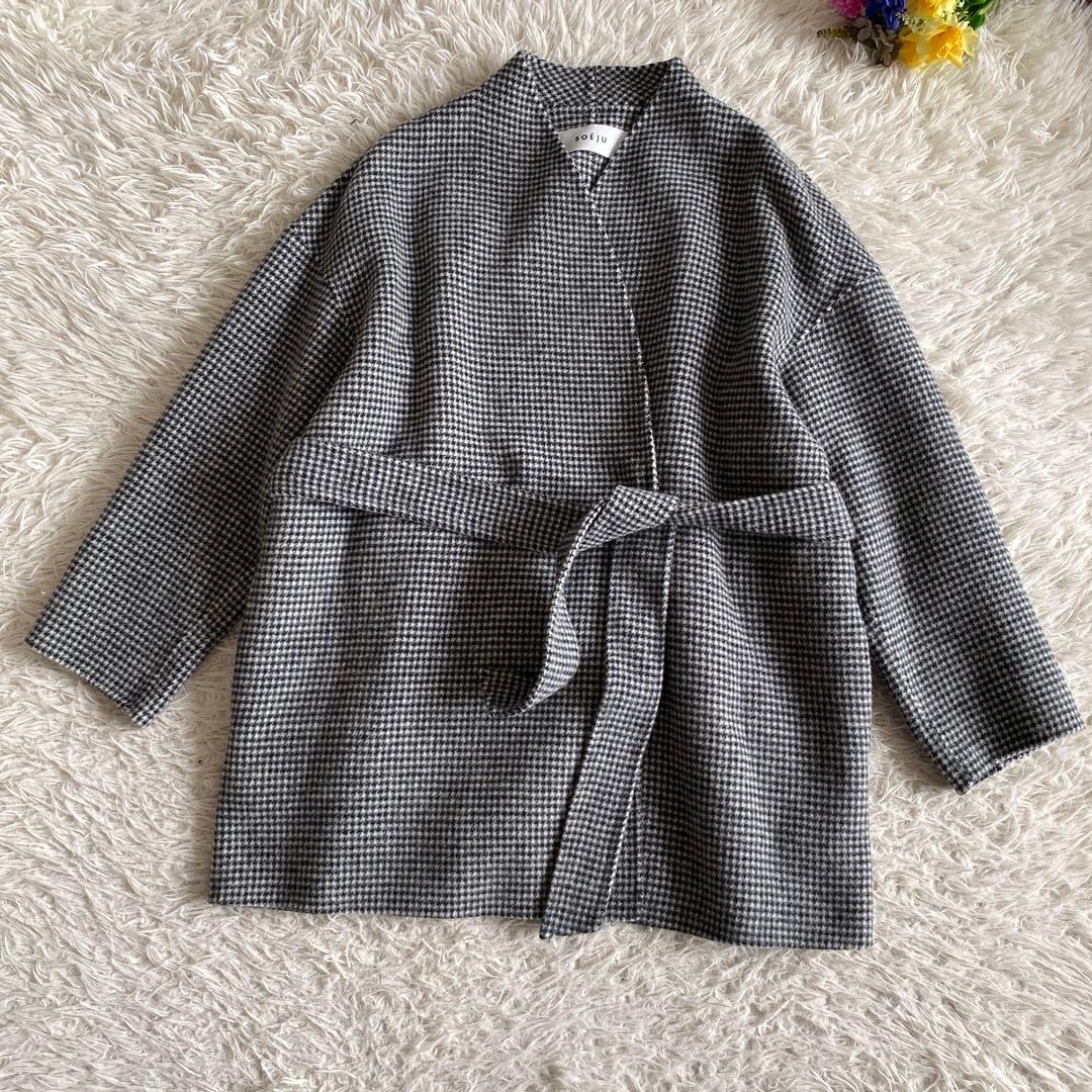 こうぴSOEJU ソージュ ウールリバーミディコート　千鳥 こうぴ様専用SOEJU ソージュ ウールリバーミディコート 千鳥 - メルカリ