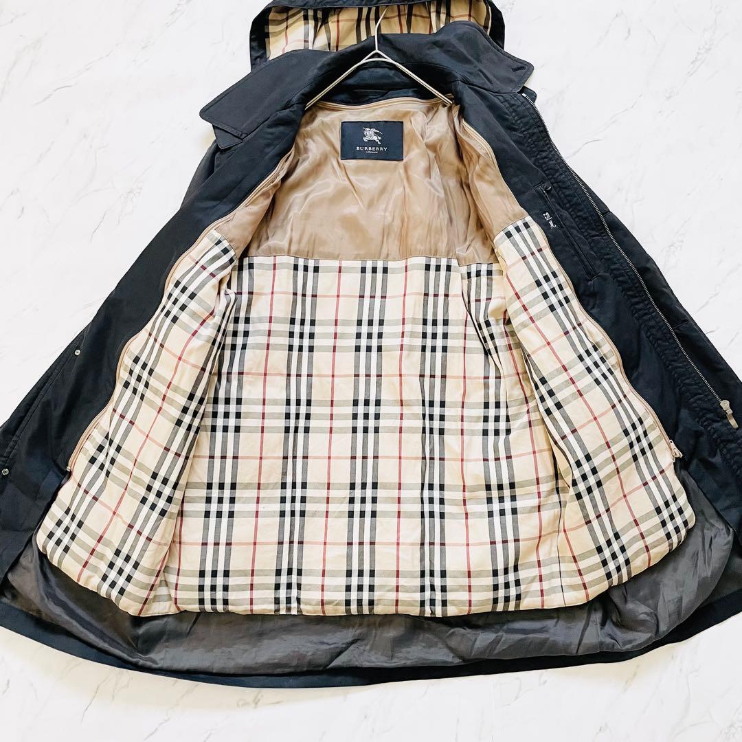 バーバリー モッズコート ダウンライナー付き ノバチェック フード付き