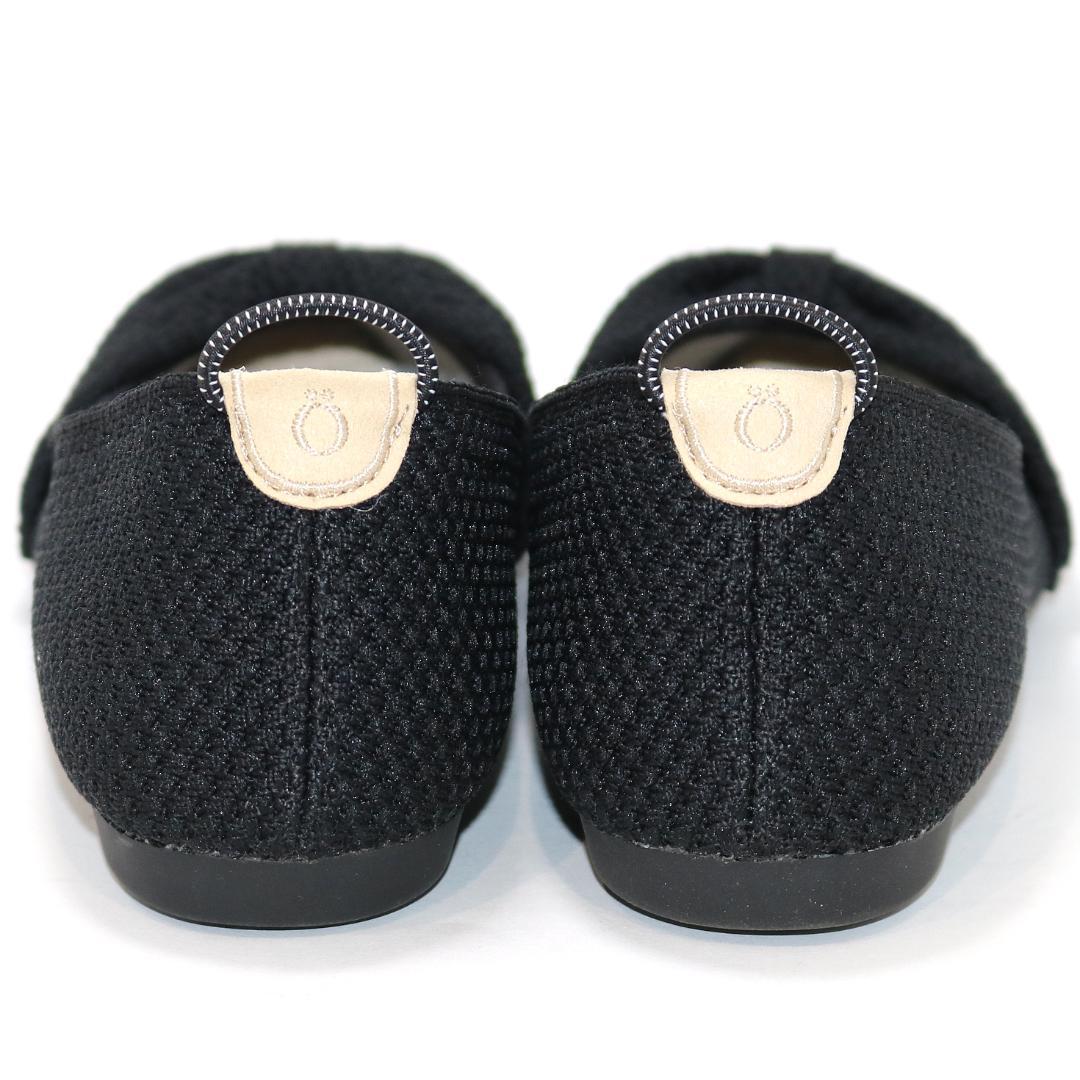 極美品】Offen リボン ニット フラットシューズ パンプス 黒 24.5