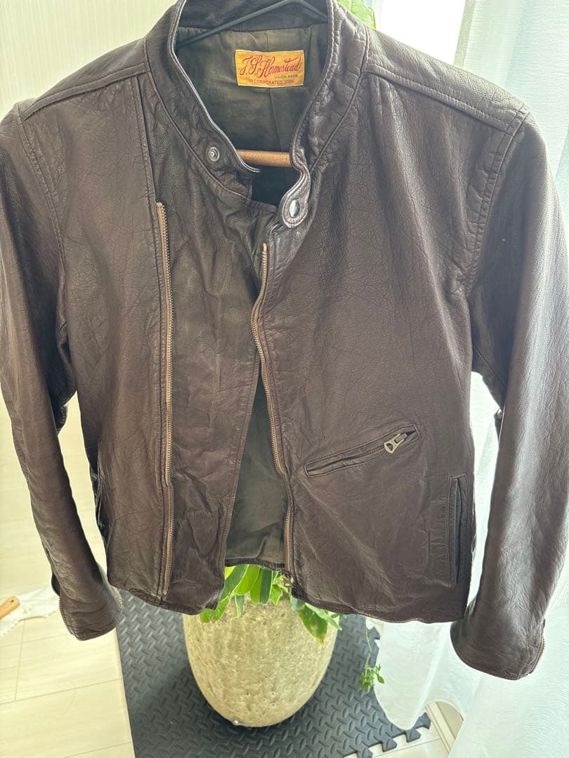 J.S. Homestead 牛革 シングルライダース 茶 - メルカリ