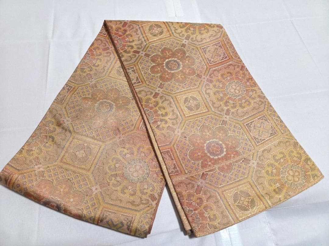 A5 正倉院文様 金糸 蜀江文 華文 六通 正絹 フォーマルな袋帯 O74