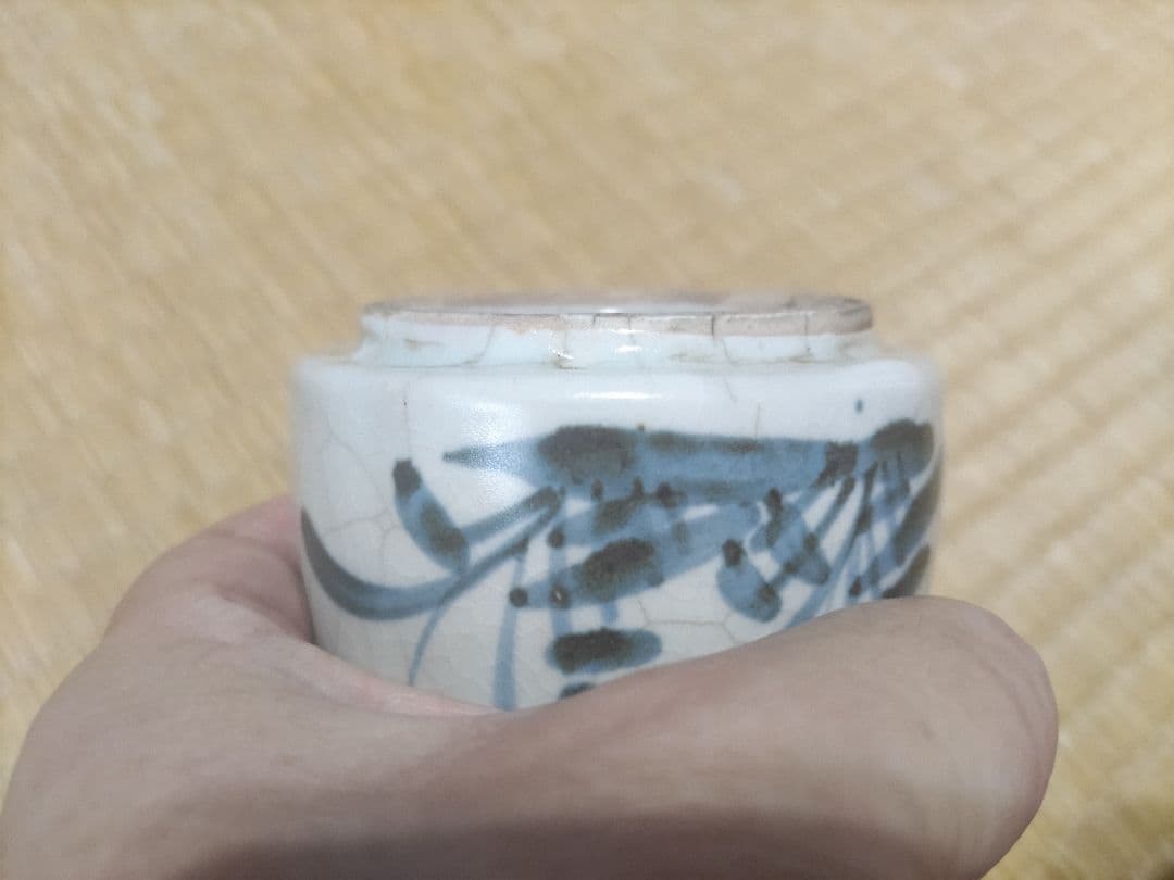 染付 蘭文 小徳利（高11.3cm）220cc 生掛け釉 酒器 無傷