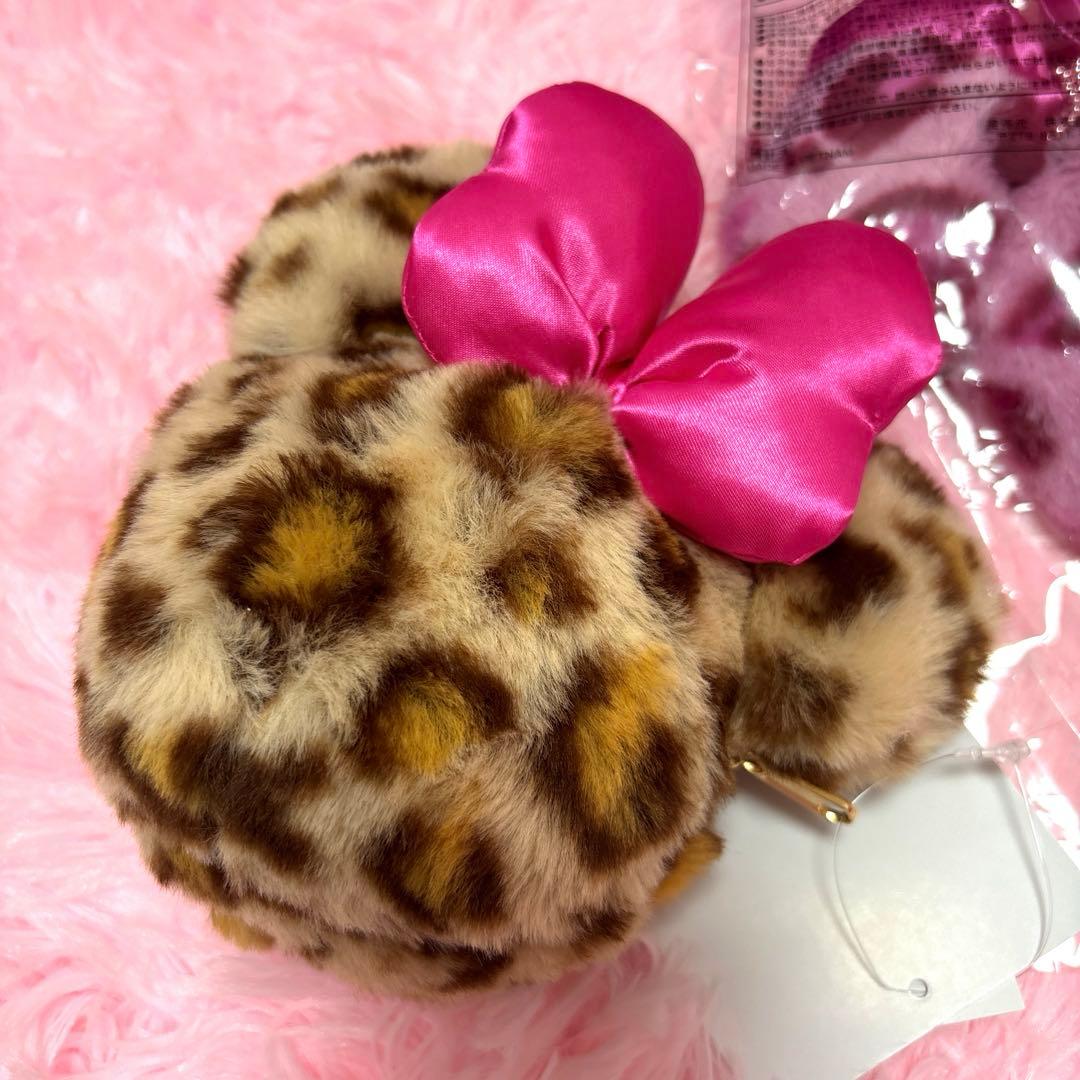 ディズニー ミッキー ヒョウ柄 ポーチ ミラー 新品 ミニーちゃん