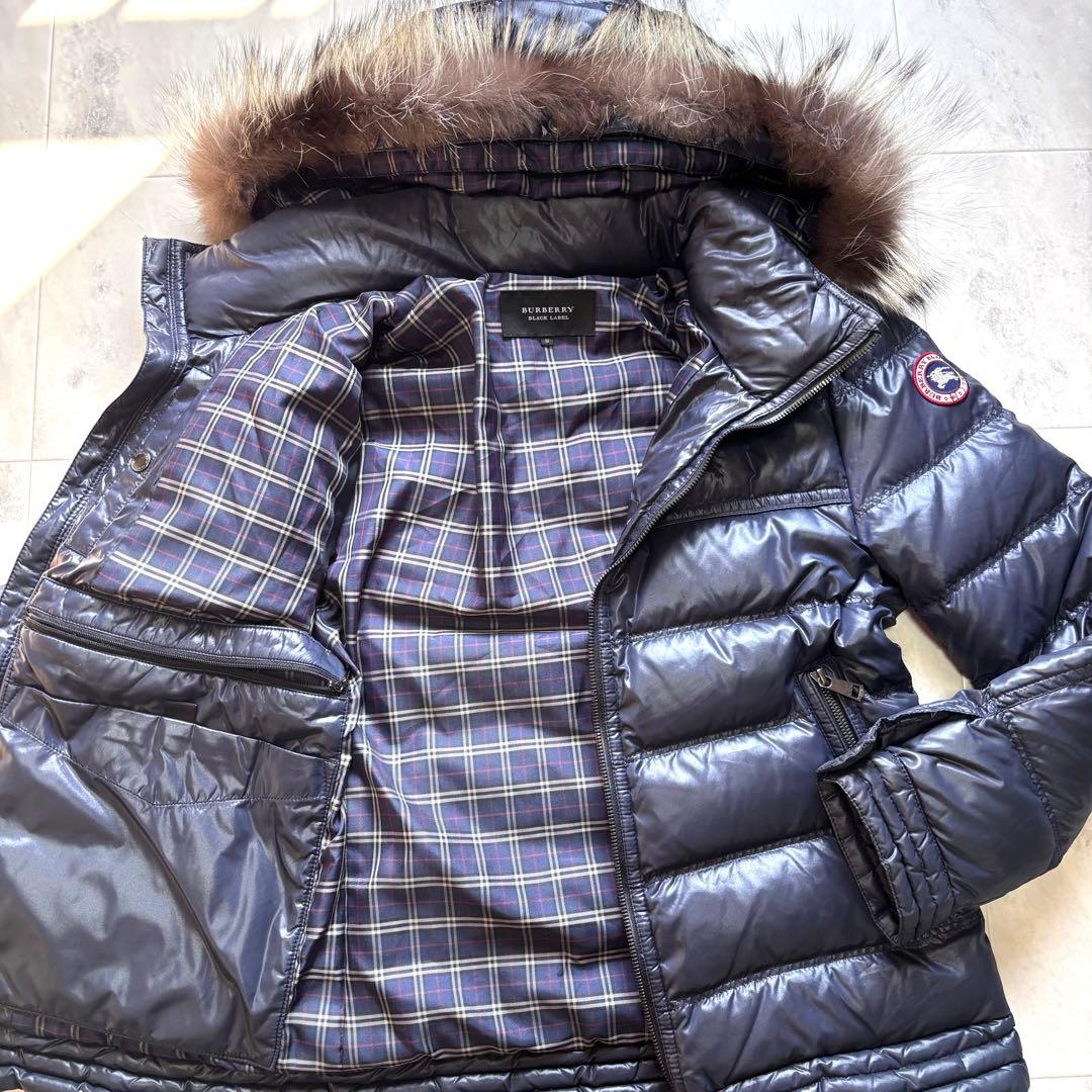 【美品】バーバリーブラックレーベル グースダウンジャケット シルバーフォックス 激レアLL シルバーフォックス ホワイトグース ダウンジャケット ナイト