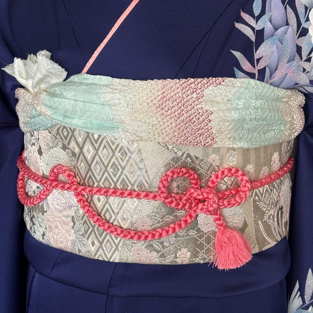 振袖フルセット トールサイズ 正絹長襦袢つき 紺色 成人式 159〜169