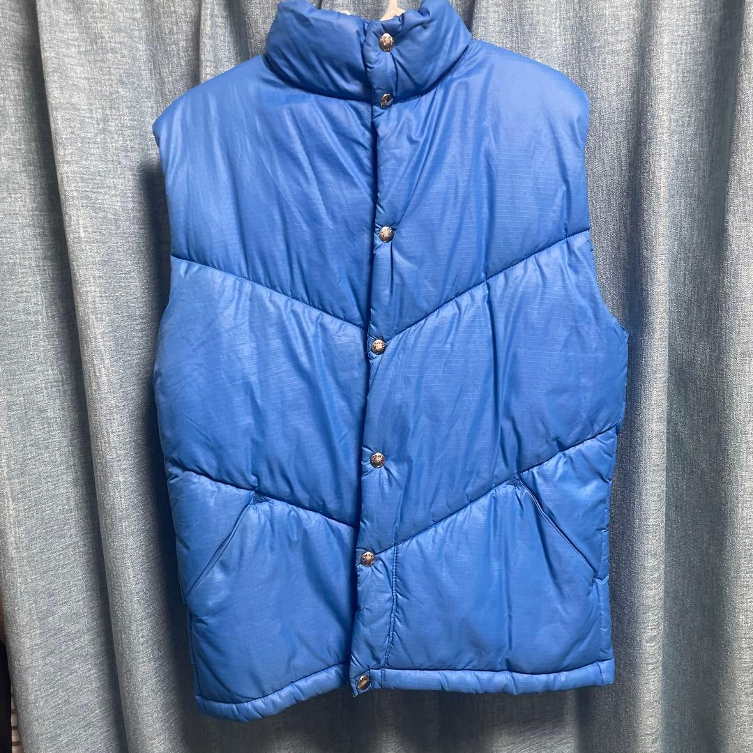 70's THE NORTH FACE 茶タグ ダウン ベスト青 USA製 - メルカリ