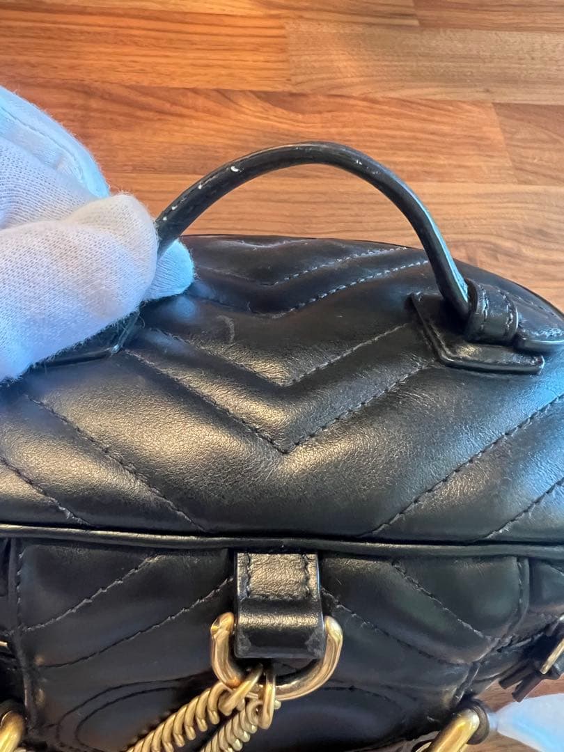 値下げ！GUCCI グッチ 黒GGマーモント ミニリュックサック バック