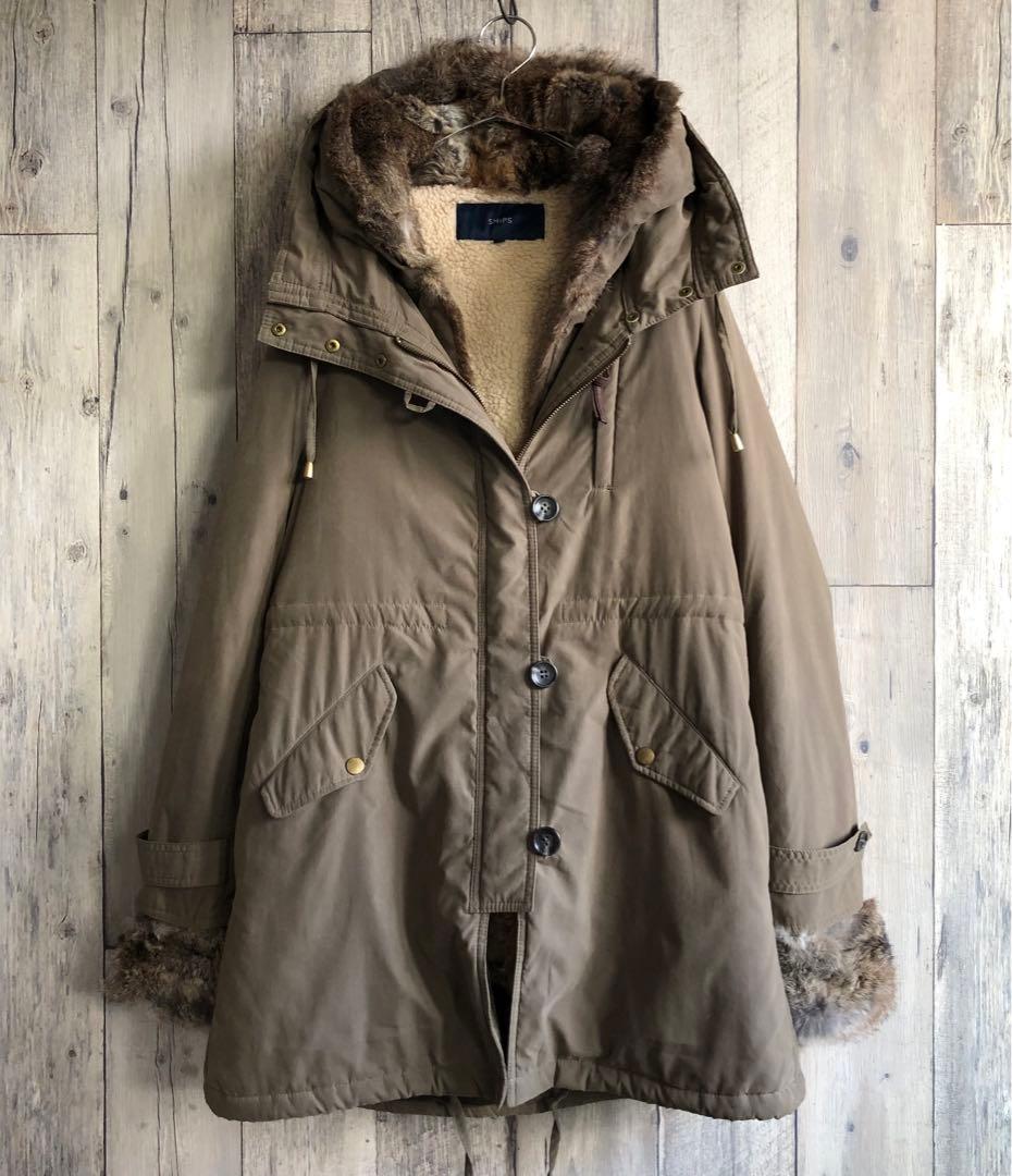 SHIPS シップス ラビットファー ボアライナー モッズコート ミリタリー