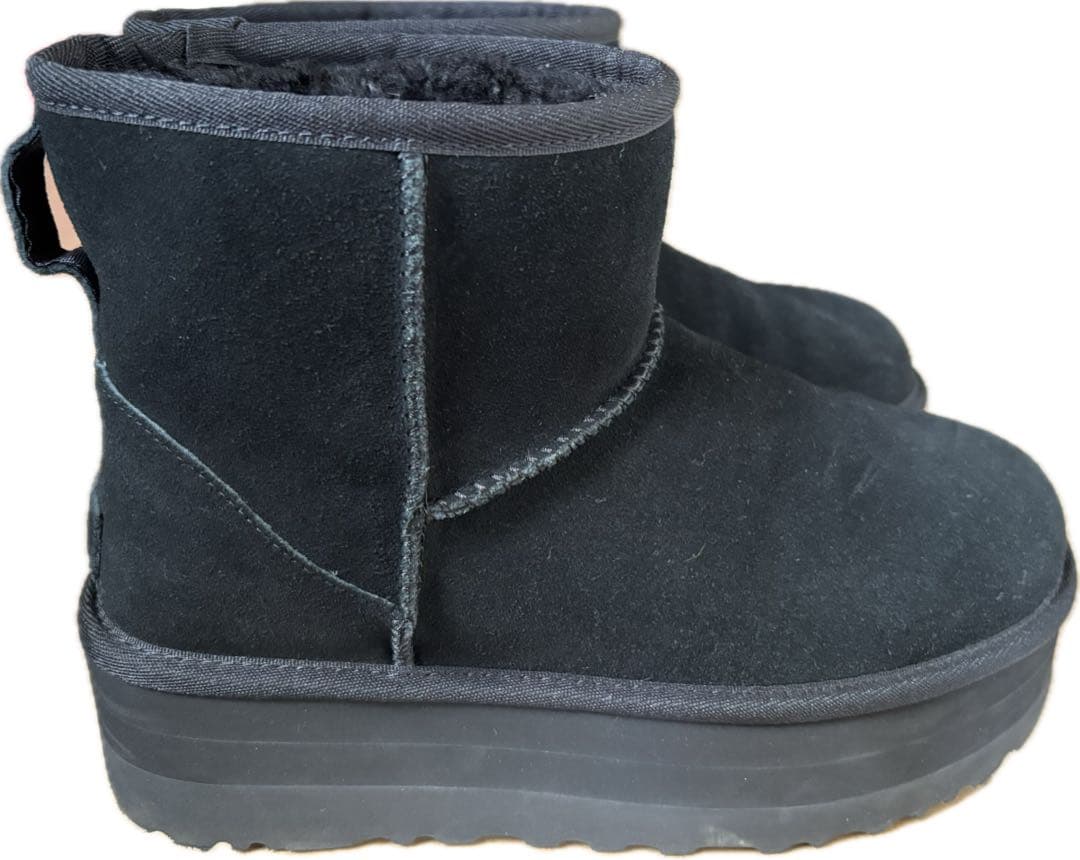 UGG ブラック ムートンブーツ 厚底　25.0cm