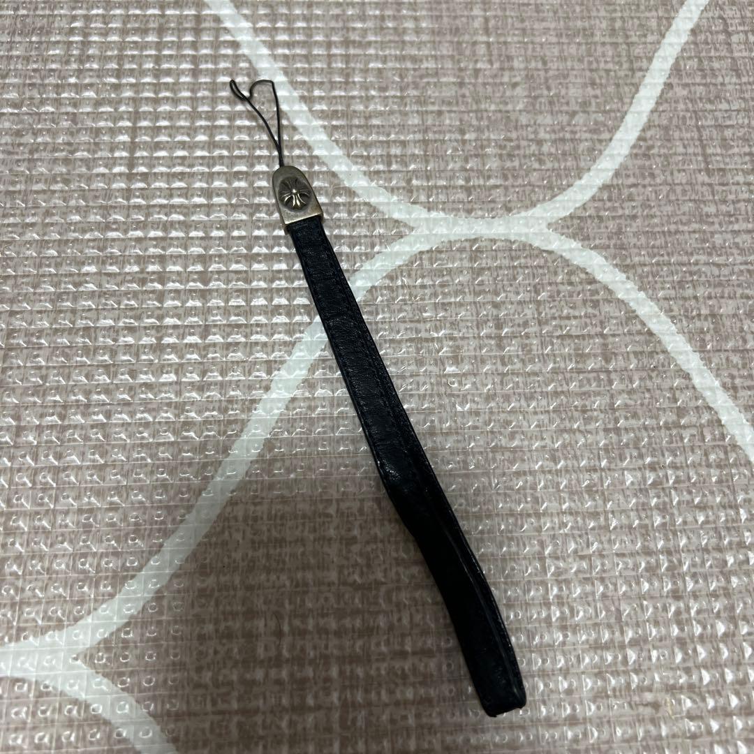 クロムハーツ　ブラックレザー ストラップ 2003 クロムハーツ（Chrome Hearts）フォンストラップ タイニー レザー