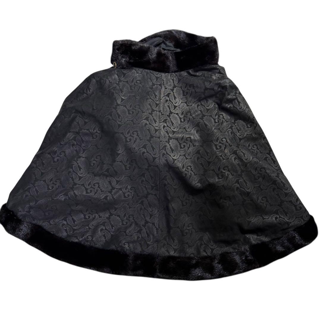 裾回り312cm✨ CHARLES JOURDAN レザー ミンク ケープ 38