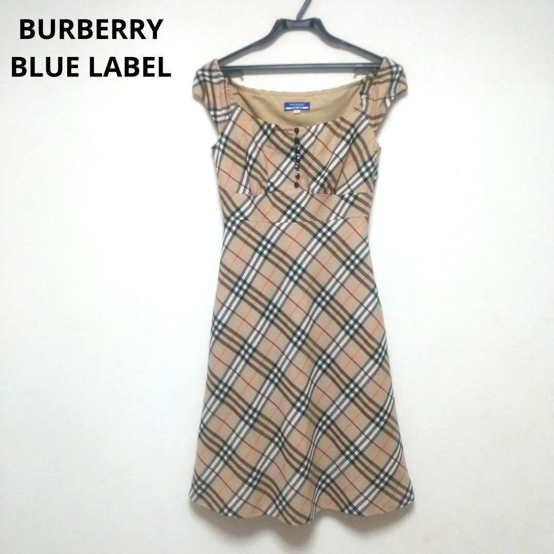 バーバリーブルーレーベル ノバチェック ワンピース ウール 36 S 希少 バーバリーブルーレーベル ウールチェックワンピース 36 - メルカリ