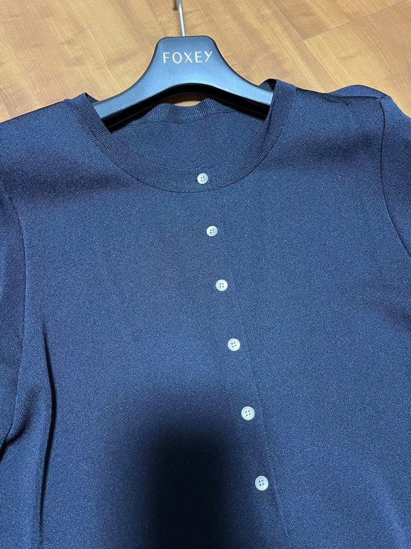 FOXEY フォクシー エブリデイカーディガン 38 ミッドナイトブルー現行
