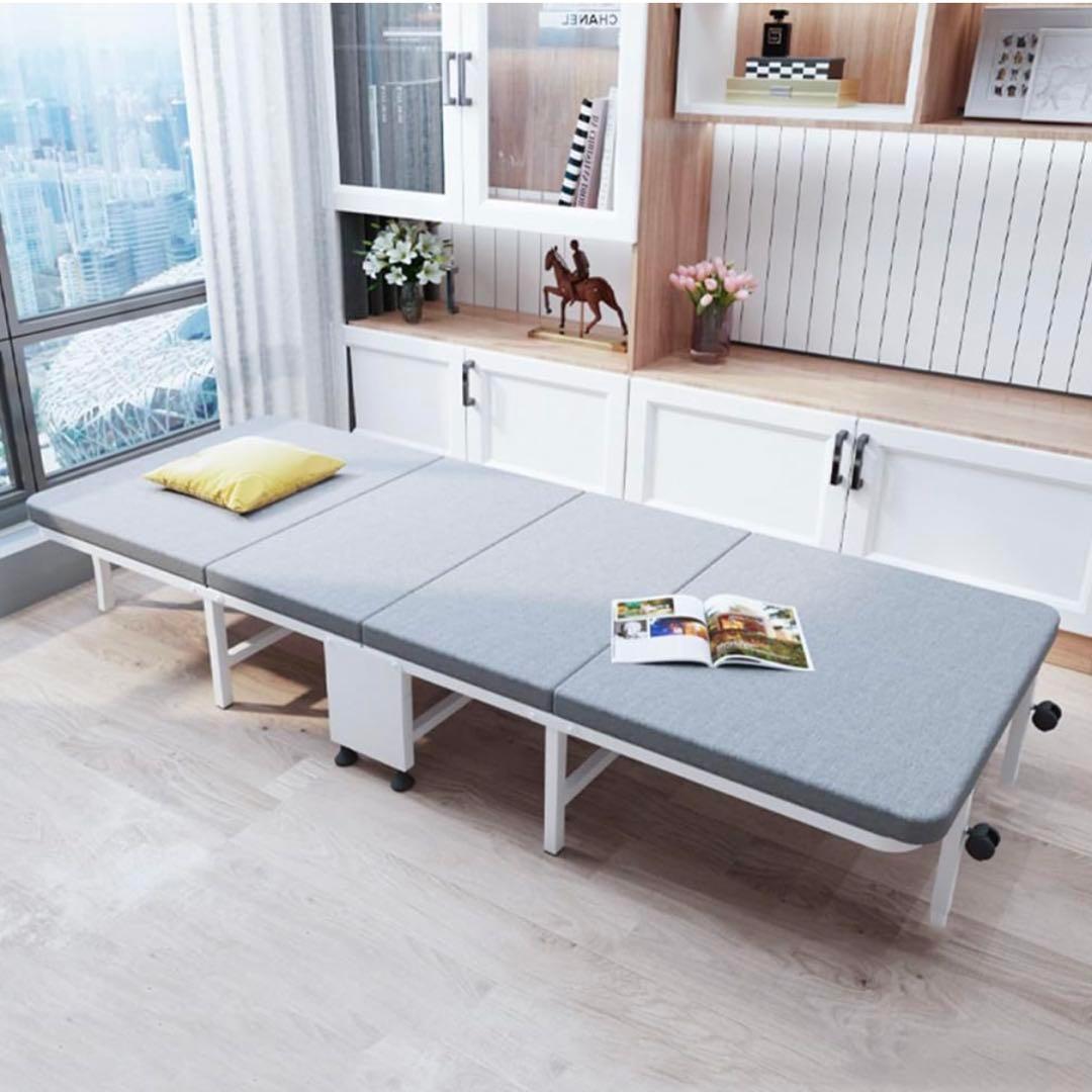 折り畳みベッド マットレス付 シングル コンパクト 組み立て簡単 キャスター付 折りたたみベッド シングル ベッド キャスター付き 簡易ベッド