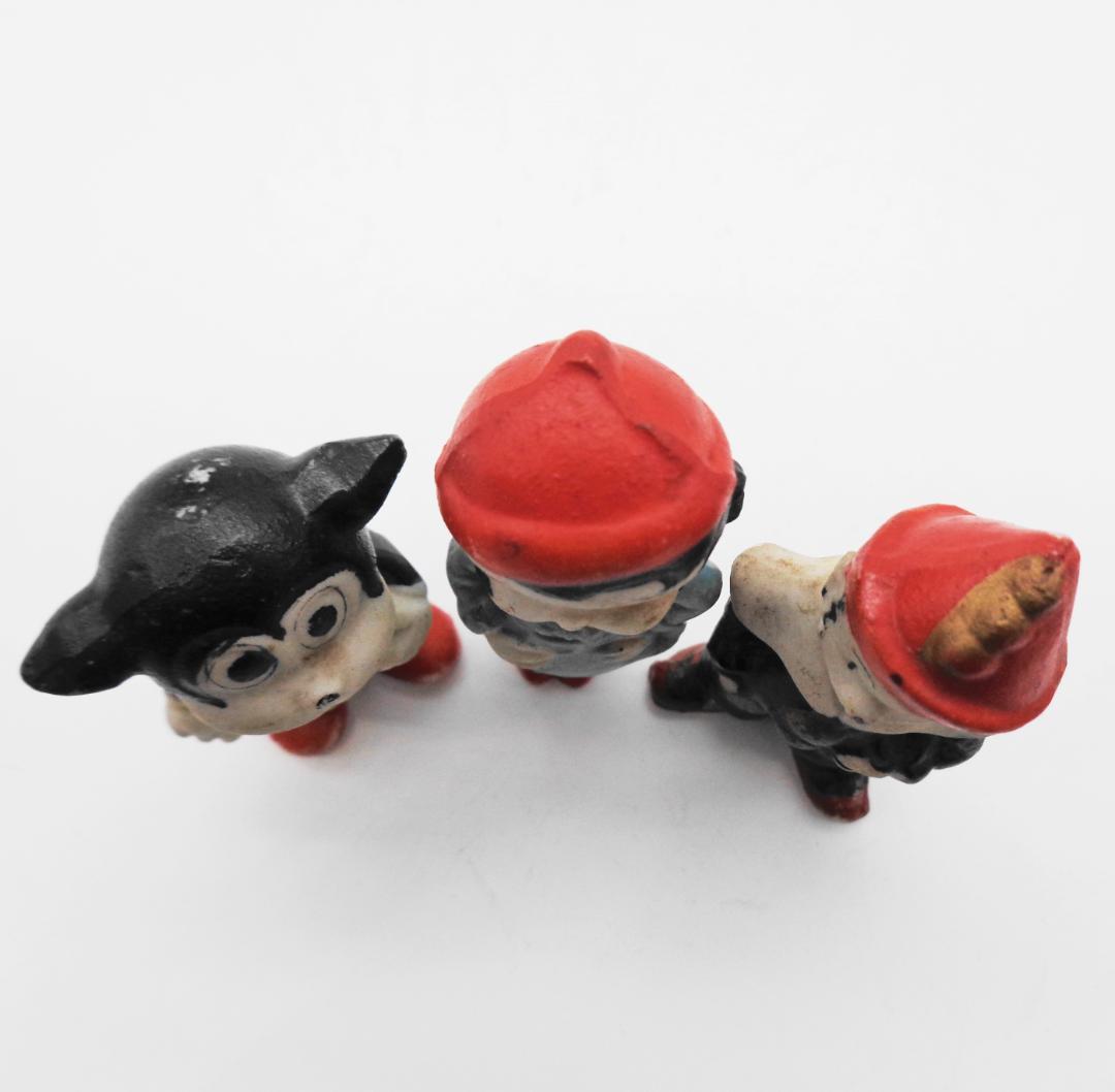 戦前Betty Boop〗ベティちゃん、道化師ココ、犬のビンボー陶磁器人形