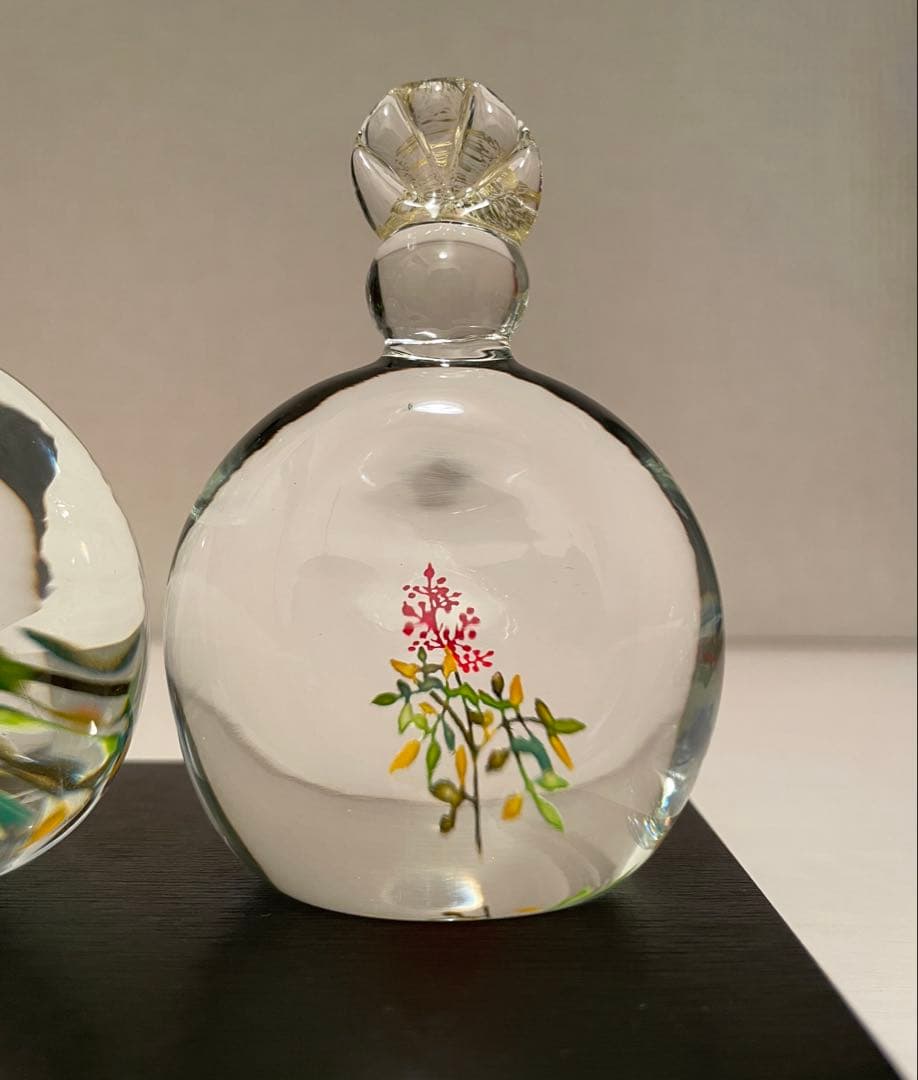 未使用 ガラス作家 金津沙矢香 さん ガラスのお雛様 南天のおひな様