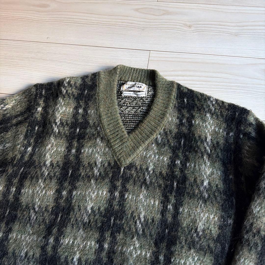 ガ*バ様 極上 希少 60s PURITAN モヘア セーター チェック柄 L相