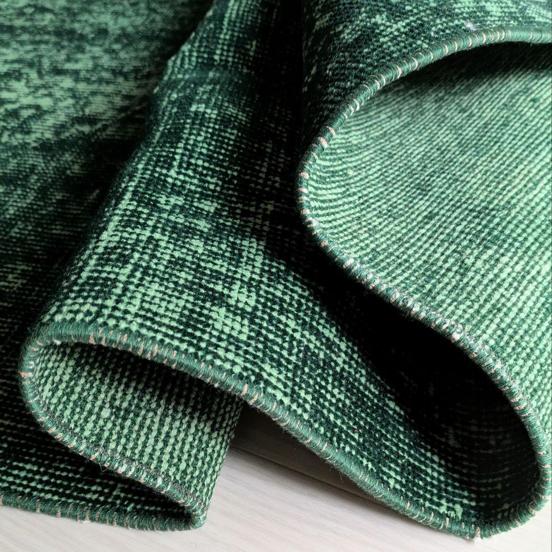 85×197 グリーンワンカラーオーバーダイ トルコヴィンテージラグ